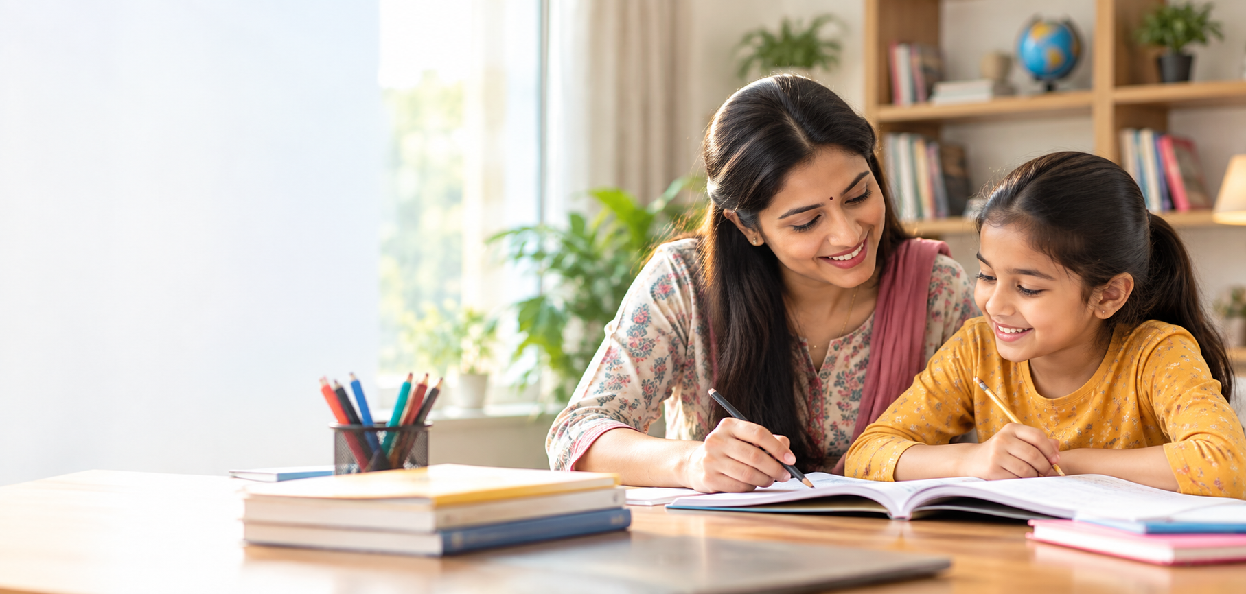 Illustration of a tutor helping a student learn
